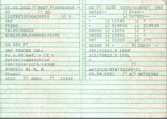 Zulassungsbescheinigung