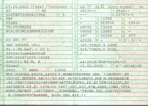 Zulassungsbescheinigung