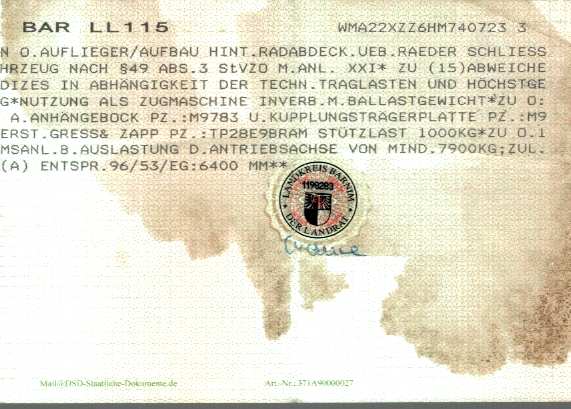 Zulassungsbescheinigung