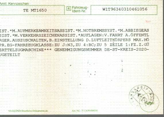 Zulassungsbescheinigung
