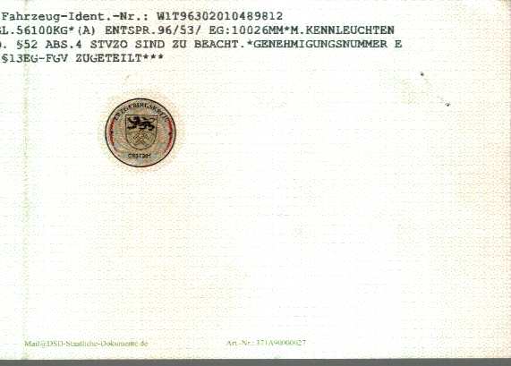 Zulassungsbescheinigung