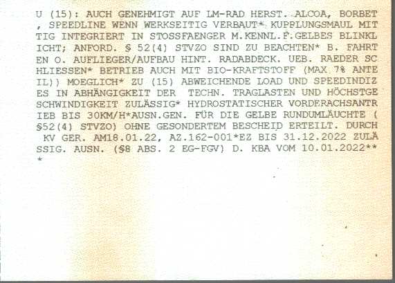Zulassungsbescheinigung