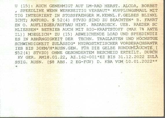 Zulassungsbescheinigung