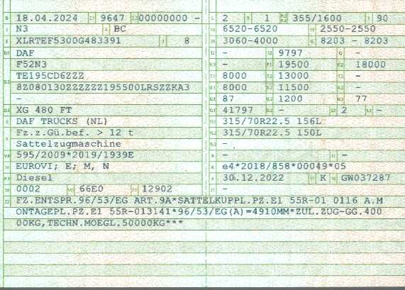 Zulassungsbescheinigung