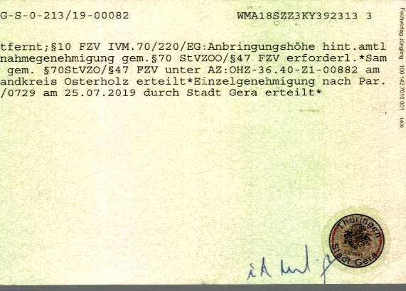 Zulassungsbescheinigung