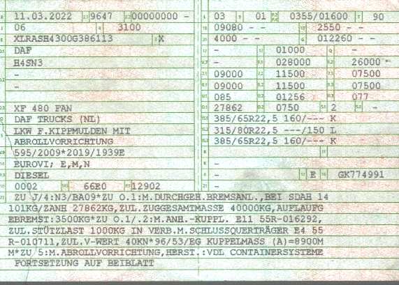 Zulassungsbescheinigung